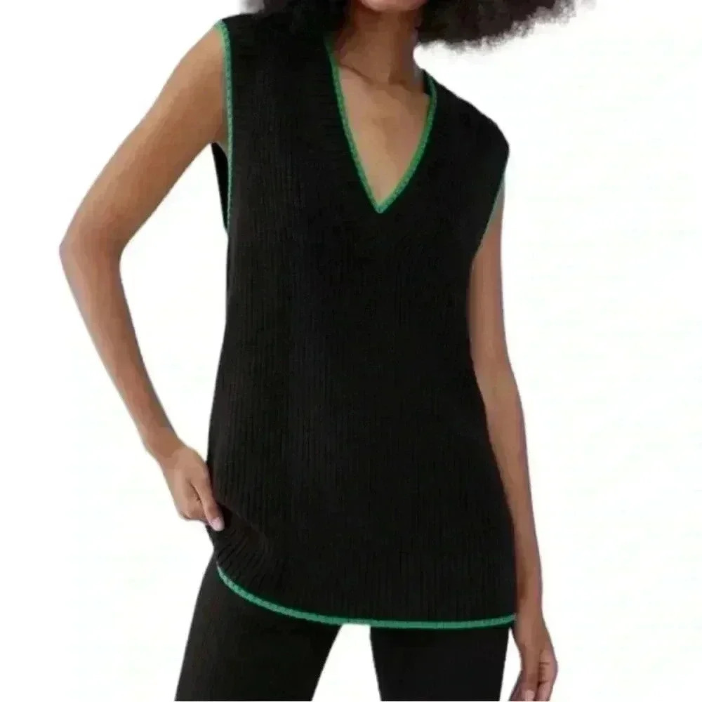 Aritzia Babaton Sherman Merino Wool Sweater Vest Black Womens Size Small